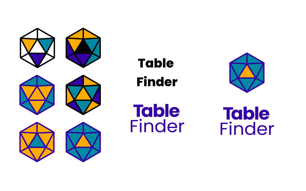 Studies of different iterations of the Table Finder logo.